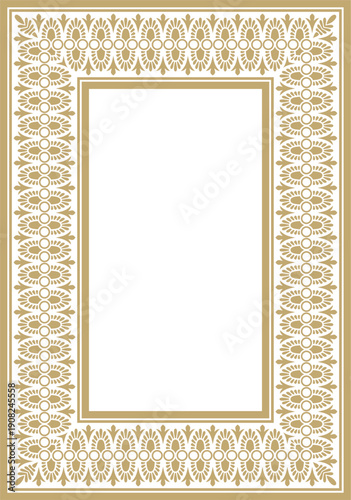 Classic Greek golden square ornament. Vector pattern, ancient Hellenic rectangle. European border.
