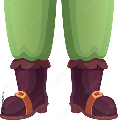 Gnome legs cartoon icon. Fantasy boots feet
