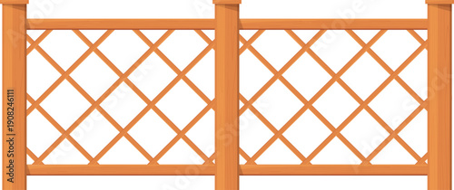 Wooden lattice fence. Park barrier. Outdoor decoration