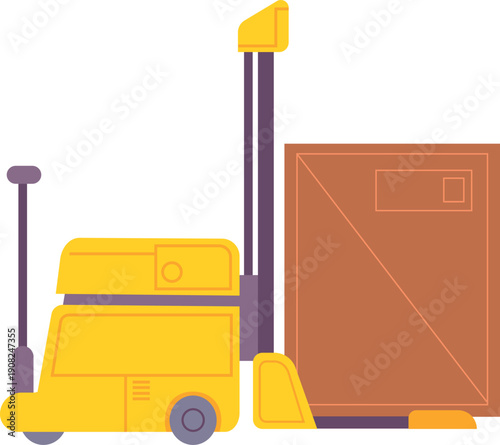 Fork truck color icon. Warehouse crate stacker