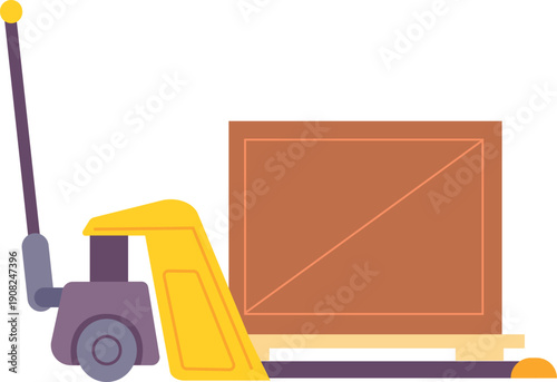 Crate loader hydraulic machine. Logistic color icon