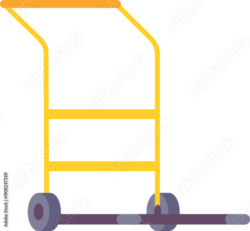 Warehouse trolley cart. Yellow metal platform icon