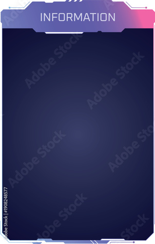 Information box frame in neon cyber game style