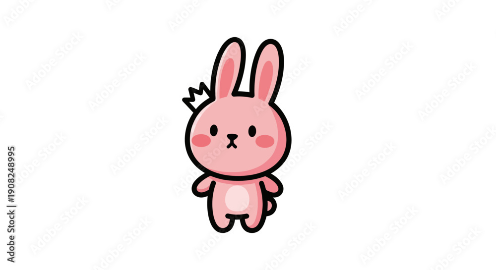 Fototapeta premium Pink cartoon bunny illustration isolated