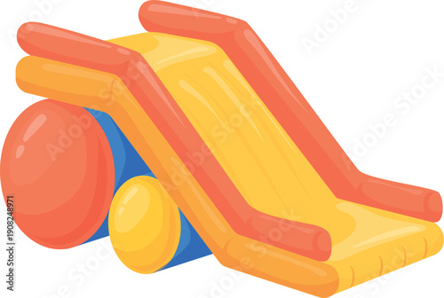 Rubber park slide. Inflatable amusement color ride