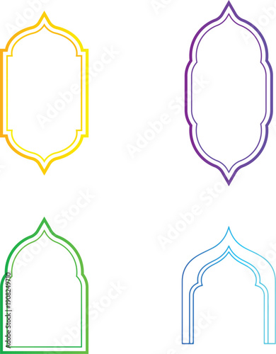 Islamic Geometric Arch Ornamental Frame.