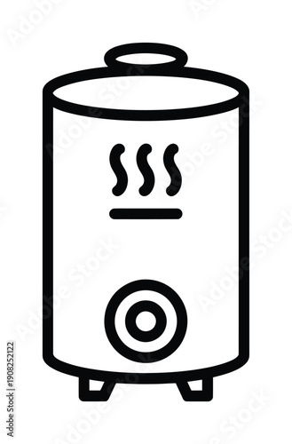 vector illustration of a cylindrical water heater with steam rising from it
