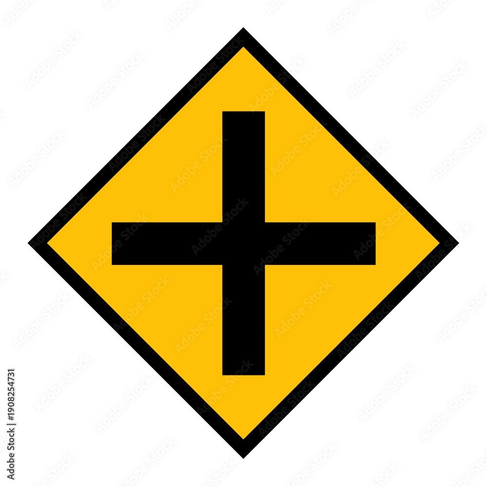Obraz premium traffic sign vector ahead there is an intersection