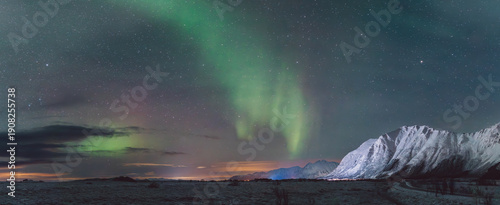 Northern lights - Norway - February arctic night sky with colorful aurora borealis 