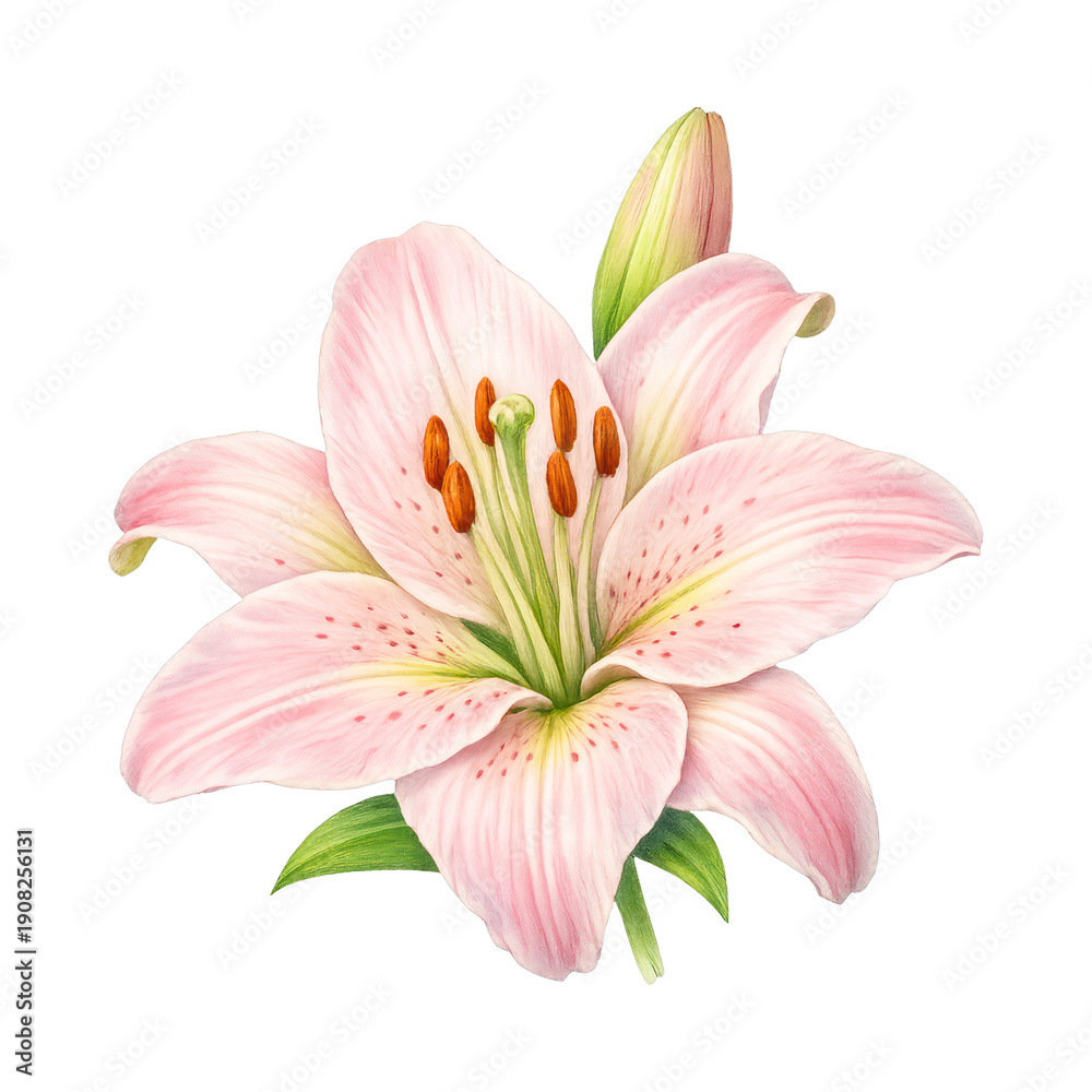 Obraz premium PNG Delicate pink lily illustration