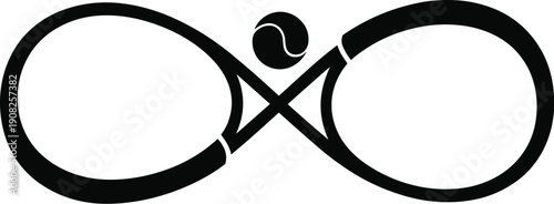 Black infinity symbol with at sign in the center white