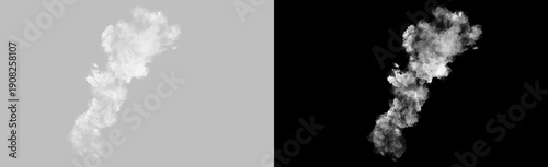 Tableau sur toile Slanted rising smoke stream isolated on transparent background, realistic drifti