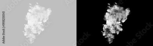 Foto Vertical rising smoke column isolated on transparent background, dense white vap