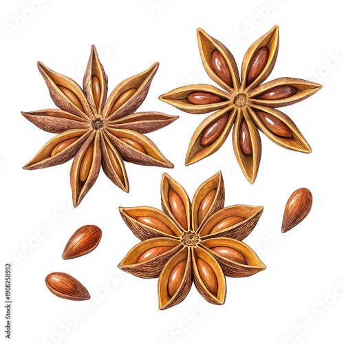 star anise ,isolated on transparent background png