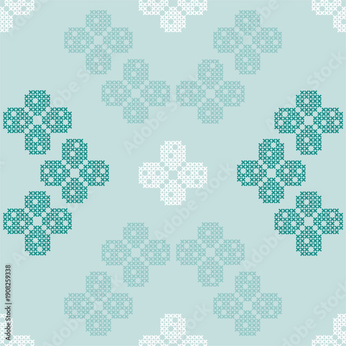 Traditional Slavic, Bulgarian decorative embroidery vector pattern. Seamless ornamental motifs for folklore costume, clothing, textile, damask, craft knitting, sewing. Balkan cultural heritage.