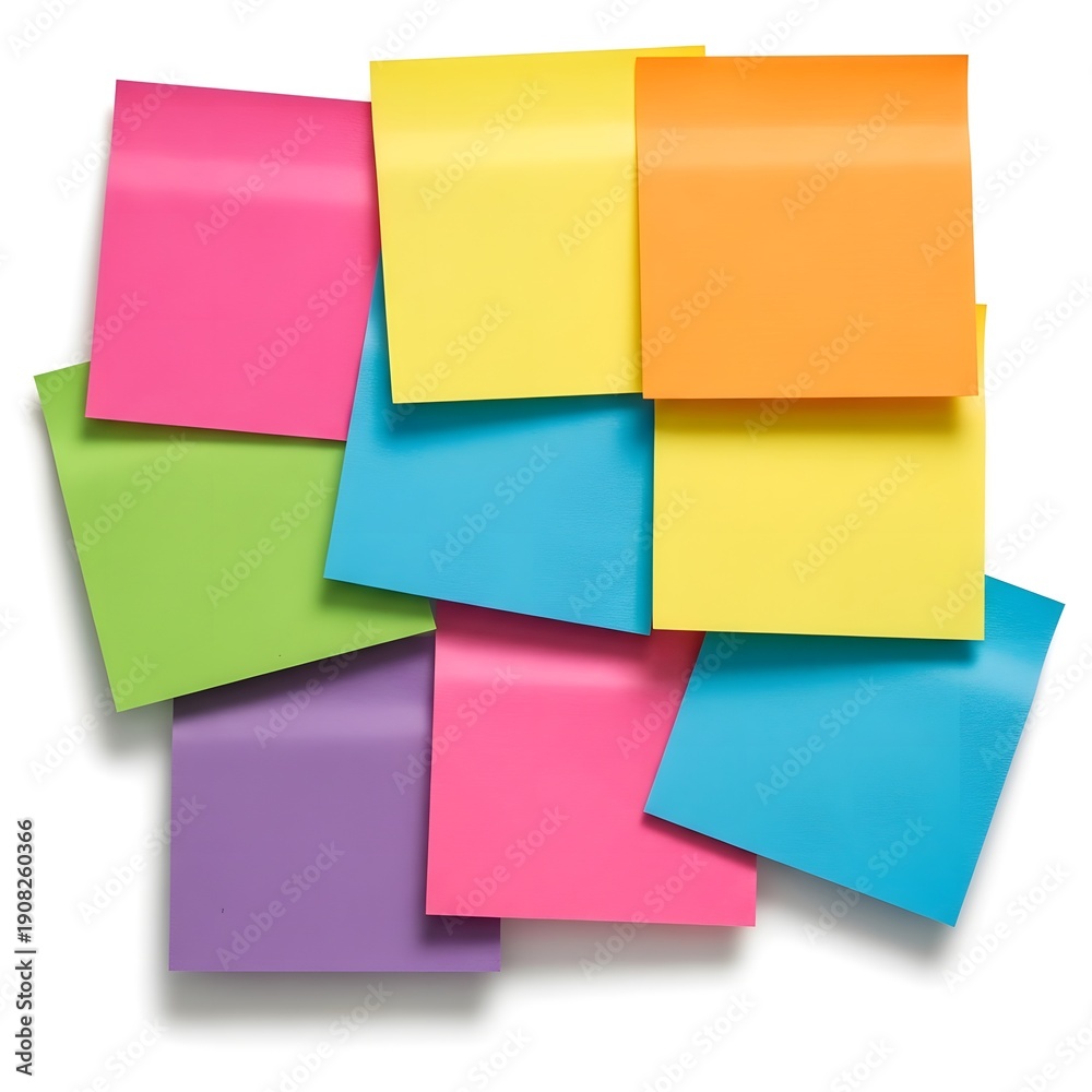 Fototapeta premium Colorful Sticky Notes Arranged on White Background