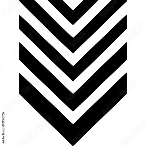 Geometric Chevron Design: A striking graphic element featuring a dynamic chevron pattern, rendered in bold black lines against a clean backdrop.