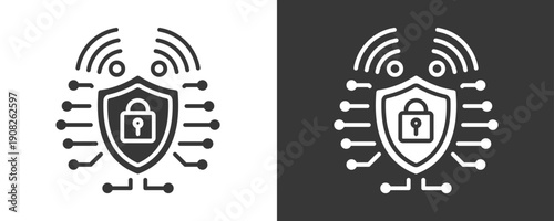 Network Security Icon Set Vector Collection Isolated In Black And White