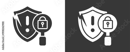 Security Breach Icon Set Vector Collection Isolated In Black And White