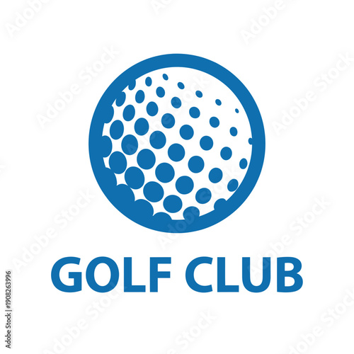 A blue golf ball within a circle above the words golf club