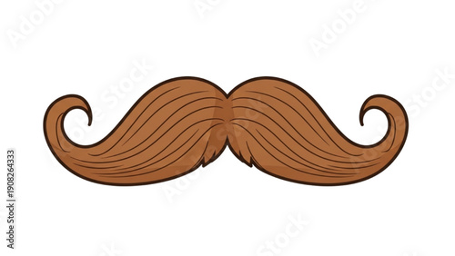 A stylized brown mustache illustration on a clean background viewed from the front