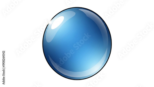 A blue glass sphere illustration showcasing reflective surface and spherical shape in a minimalist style