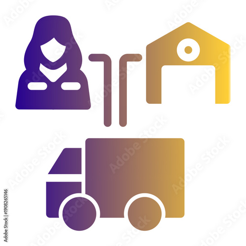 Management of the storage and movement of finished products to the end user (Solid Gradient Style)