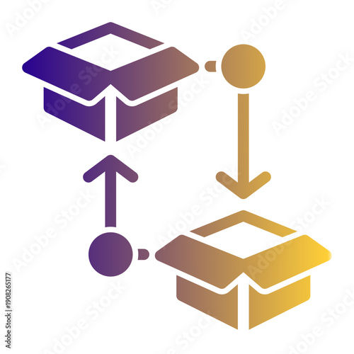 Physical flow and transfer of products between locations in a supply network (Solid Gradient Style)