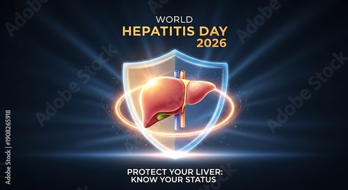 World Hepatitis Day 2026: Protect Your Liver, Know Your Status with Shield and Liver Illustration