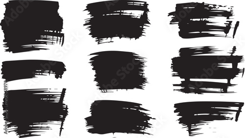 Rough Paint Brush Stroke Texture Set Black Vector