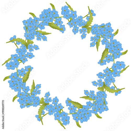 Hand-painted watercolor forget-me-not flowers illustration created for Women’s Day and spring celebration designs. Delicate botanical composition featuring small blue blossoms