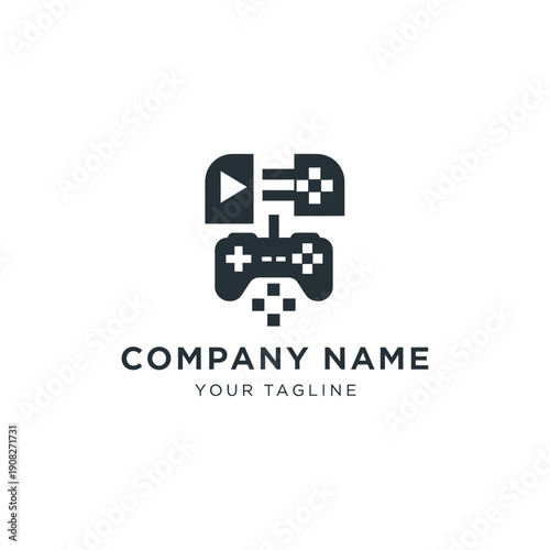 Modern Gaming Logo Design with Gamepad and Play Button.