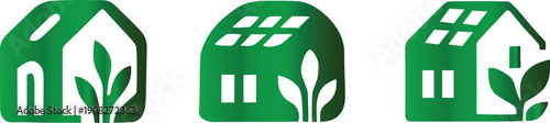 Rooftop garden icon set. Solar Punk Icon set. Solar punk architecture fans, harmonious icon, Vector illustration !