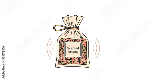 Scented Aroma Sachet with Floral Illustration
