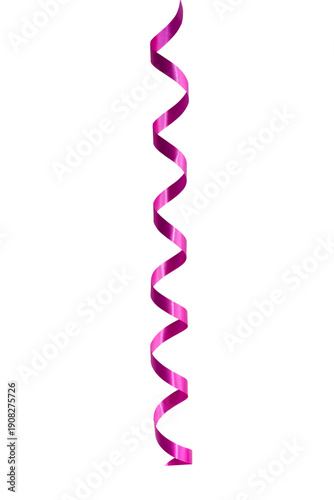 Lilac serpentine streamer on white background. Party decoration