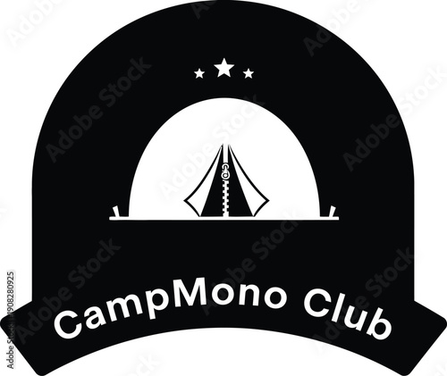 Minimalist Professional CampMono Club Logo Design Emblem White Background Graphic Vector Illustration