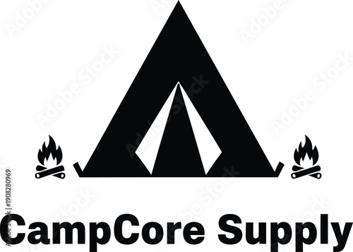 Minimalist simple logo design for camping and outdoor supply vector illustration