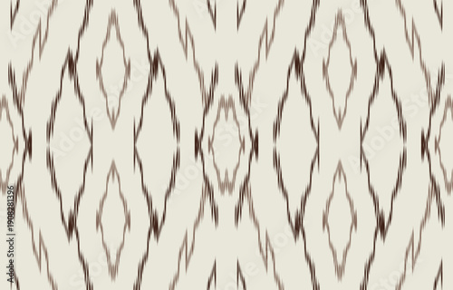 Ethnic ikat seamless pattern. hand drawn craftsmanship embroidery bohemian, abstract square geographic art fabric ikat textile material design for curtain, carpet, wallpaper, clothing, Batik.