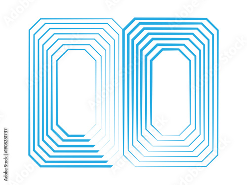 Abstract Blue Concentric Octagonal Shapes Design