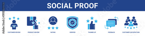 Social Proof web banner icon set collection solid style.