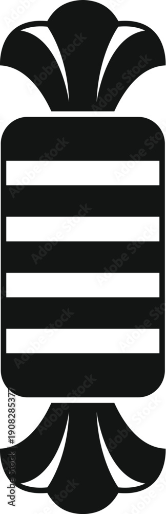 Obraz premium Wrapped candy icon featuring horizontal stripes and twisted ends