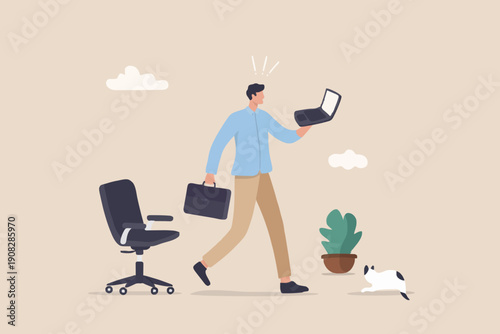 Busy man with laptop