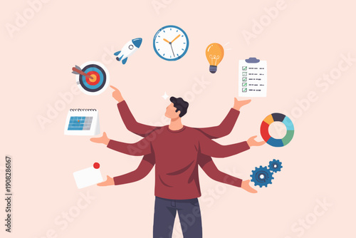 Busy Person With Many Tasks