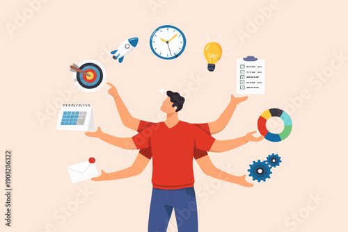 Busy Person With Many Tasks