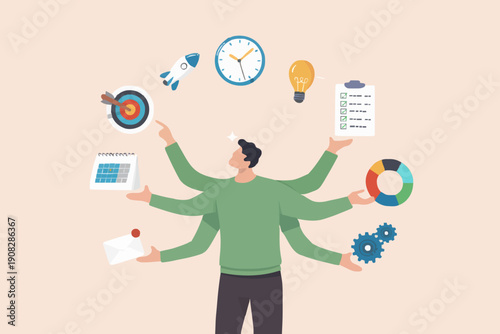 Busy Person Managing Tasks
