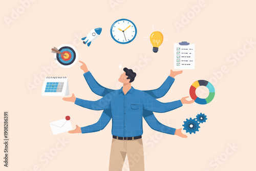 Busy Person With Many Tasks