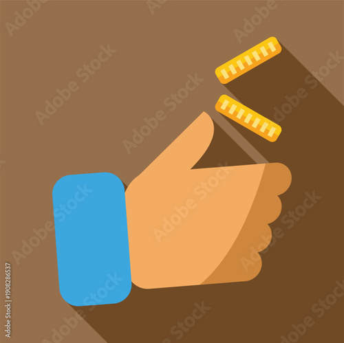 Hand flipping coins in the air, representing choice, chance, and making a decision