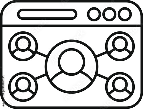 People connecting and communicating online within a visual network on a web browser