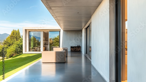 Wallpaper Mural beautiful modern house in cement, view from the garden Torontodigital.ca