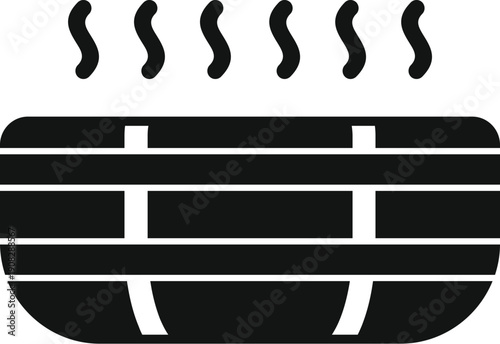 Sauna heater outline icon depicting hot steam rising
